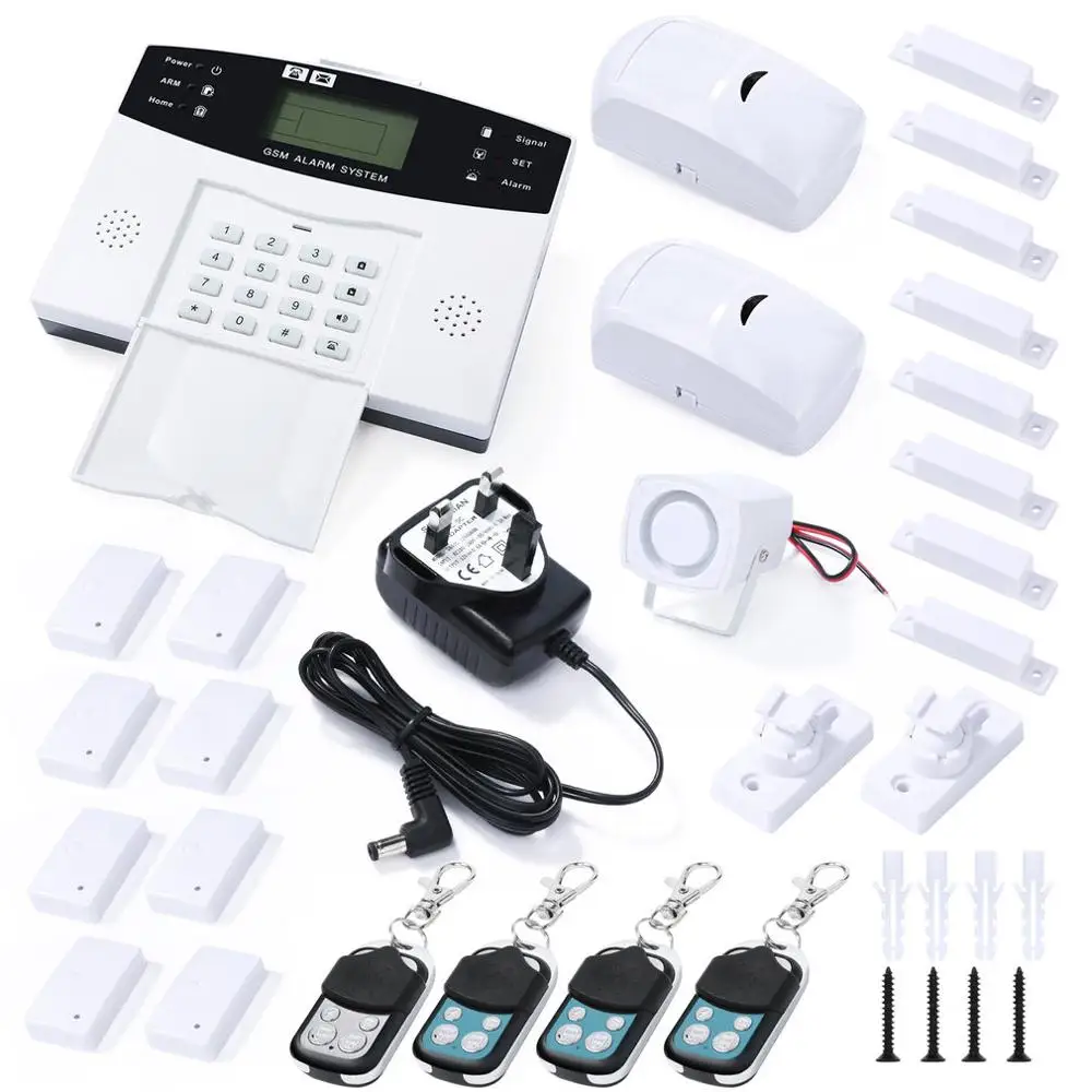 

Wireless GSM Alarm System Security Home SMS Intelligent Kit LCD Display Remote Control Security Household Warning