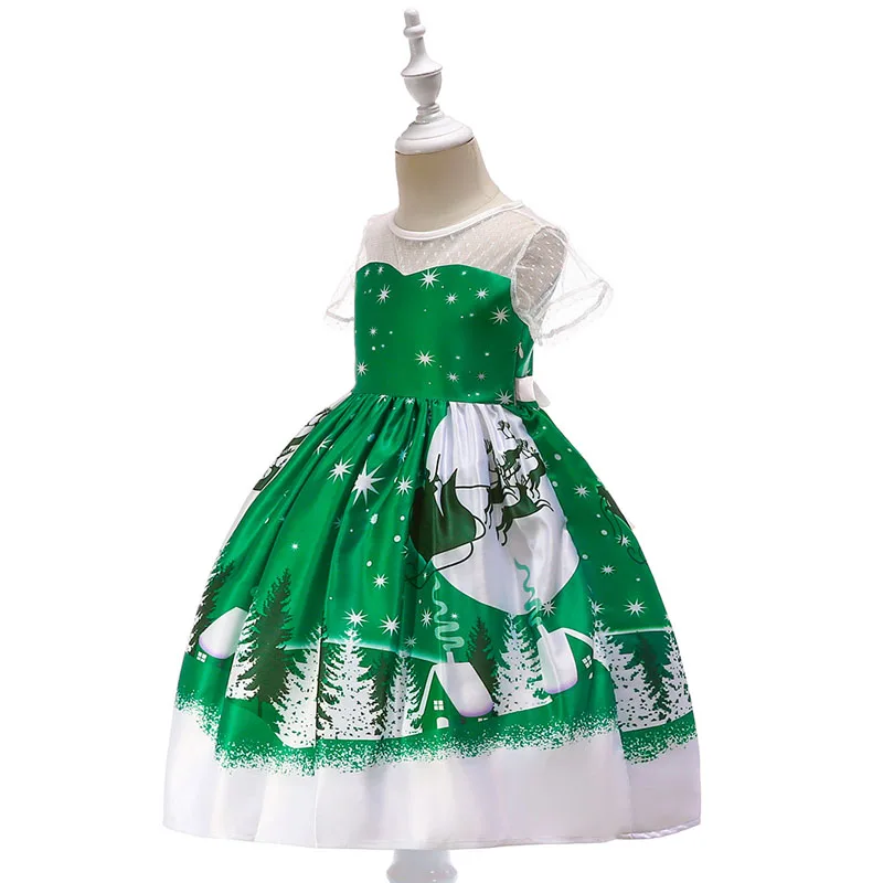 Рождественские платья принцессы для маленьких девочек детское платье принцессы с принтом Санта-Клауса для маленьких девочек Рождественские наряды, одежда для детей от 2 до 10 лет