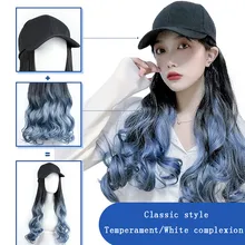 Wig female long curly hair big wave hat with wig one female summer fashion natural cap