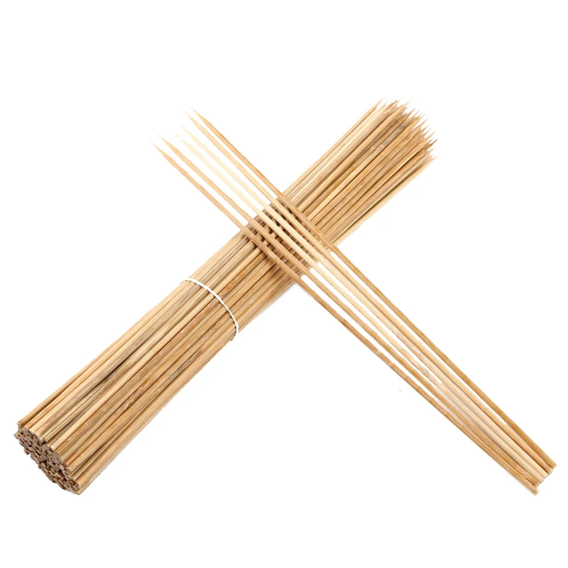 100pcs Disposable Bamboo Sticks Barbecue Tools 28cm x3mm Natural BBQ Wooden Bamboo Skewers for Barbeques Indoor & Outdoor Gril