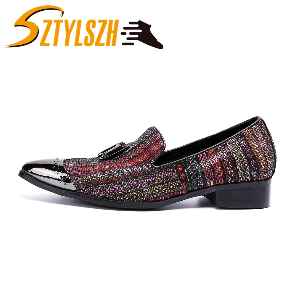 

Fashion Luxury Handmade Men Chili Tassel Leather Shoes Men Loafers Wedding Party Shoes Flats Smoking Slipper Casual Driving Shoe