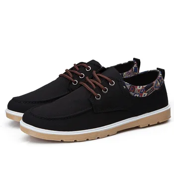 

2019 Newest Casual Shoes Mens Canvas Shoes for Men Lace-Up Brand Fashion Flat Shoes Men Loafers Soft Men Shoes Rubber Flat Shoes