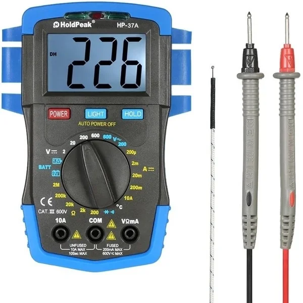 

HP-37A Mini Digital Multimeter 1999 Counts Manual Range AC DC Voltage Tester Resistance Temperature Test Equipment