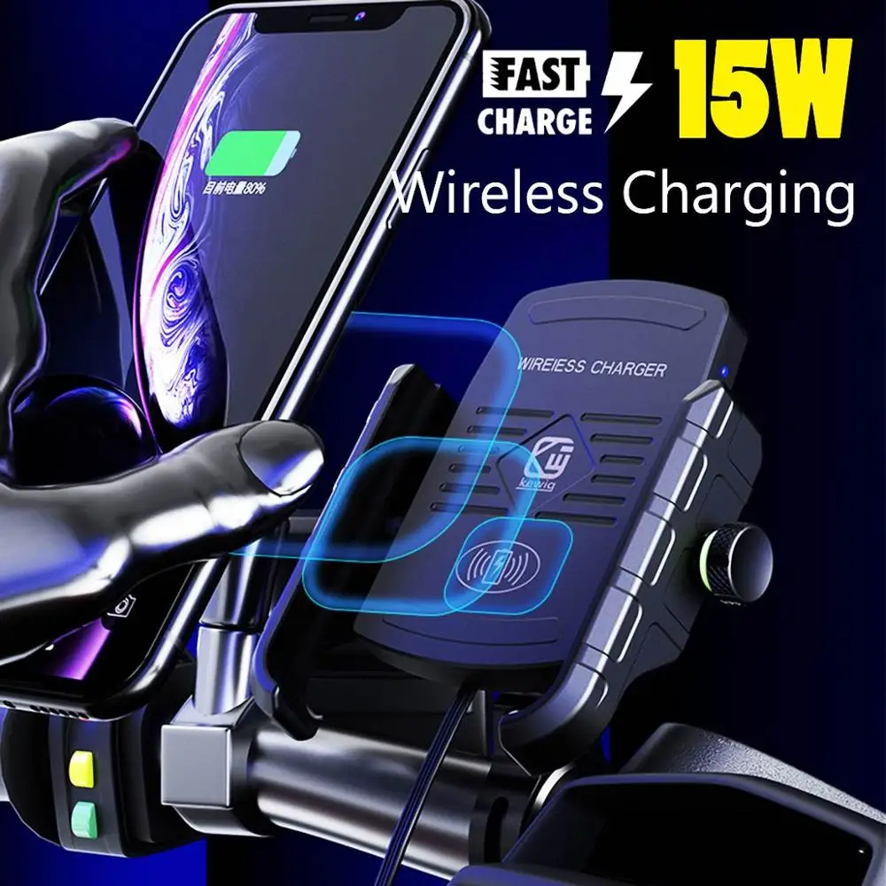 

15W Motorcycle Phone Holder Wireless Charger for Xiaomi mi 9 iPhone X XS 11 Fast Charging Phone Bracket Motor Handlebar Holder