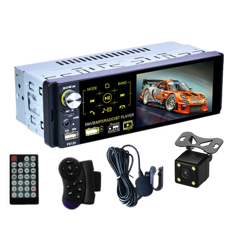 Универсальный Автомобильный мультимедийный плеер 1Din Bluetooth/MP5/AM/FM/RDS радио аудио стерео, автомобильный 1 Din 4,1 дюймовый экран радио - Цвет: swc 4 led camera