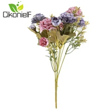 Искусственные цветы, роза букет из камелий комплект наружные растения для дома и сада Свадебный декор украшения