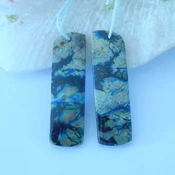 

Semiprecious stone jewelry,birthday gift.Chrysocolla Earrings,42x13x4mm,10.09g