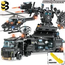 

Deformation Fighting Robot Aircraft DIY Police Station SWAT Team Military Building Blocks Car Toy for Kids Birthday Boys Gifts