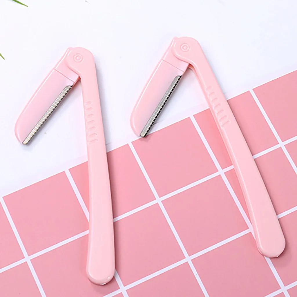 Eyebrow shaping knife Folding Face Eyebrow Removal Razors Trimmer Shaper Shaver Makeup Tool Pink girl eyebrow shaping knife 05