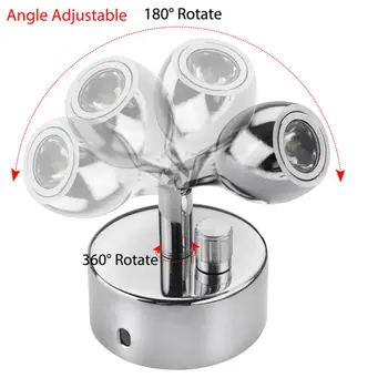 

2x Led 12V Reading light Adjust Spot Light Wall Motorhome 3000K Aluminum