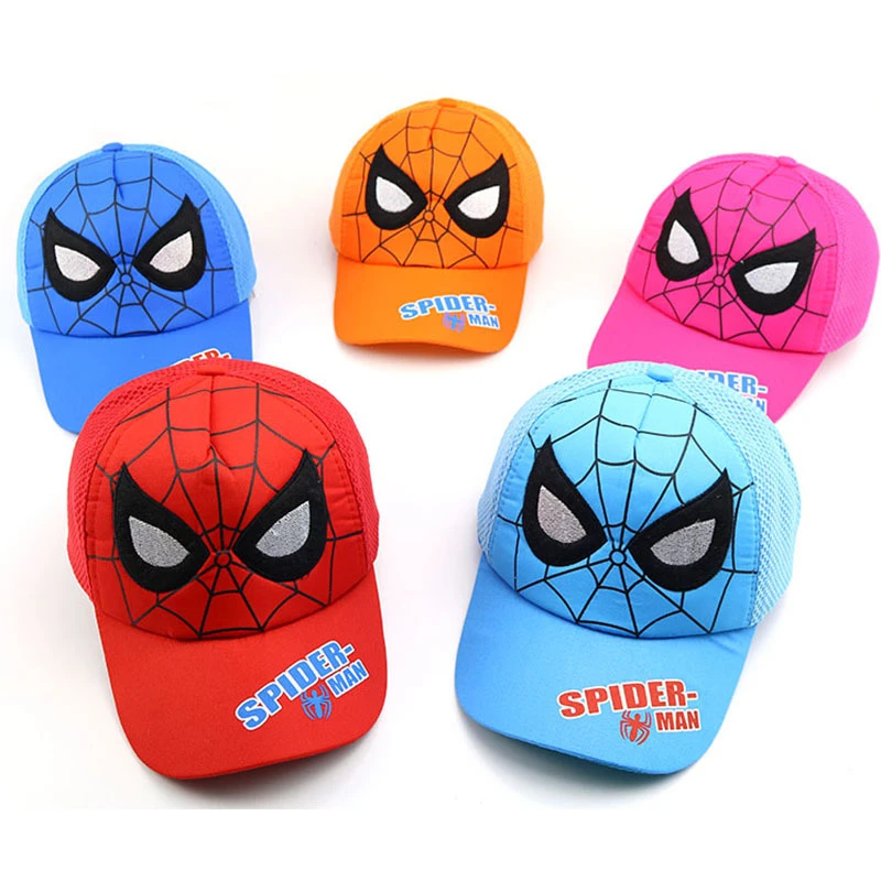 SPIDER-MAN, новая хлопковая детская бейсболка с рисунком Человека-паука, Детская кепка в стиле хип-хоп для мальчиков, бейсболка в сеточку