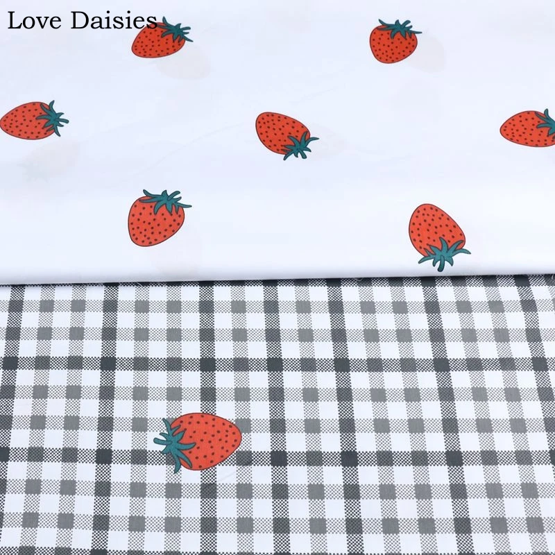 Хлопок саржевая фруктовая белая простая красная Клубничная серая клетчатая ткань для DIY простыни одежда платье пэчворк домашний декор ручной работы