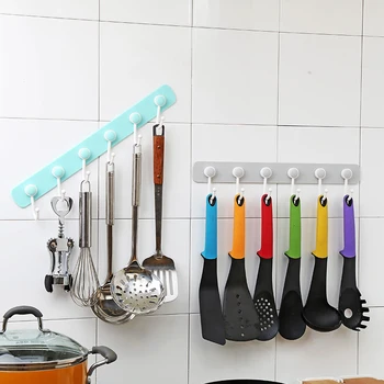 

1pc 6 Hooks Hanger Key Clothes Coat Hat Bags Kitchen Storage Holder Wall Hook Kitchen Bathroom Accessory