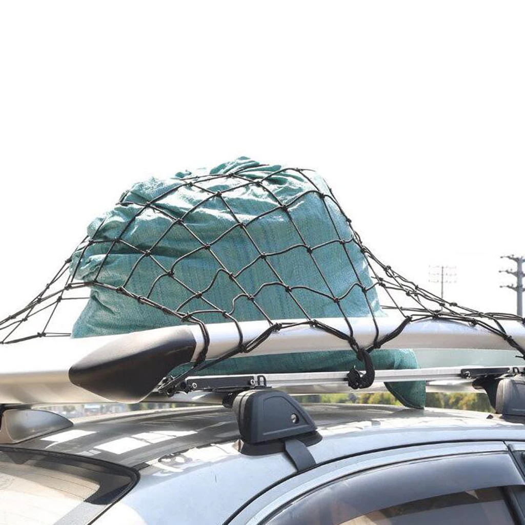 Black Car SUV Roof Top Rack Luggage Carrier Cargo Basket Elasticated Net