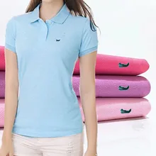 On Sale Original Mesh 100% Cotton Summer  Women Short Sleeve Polos Womens Shirts Tops Embroidery Fish Logo Polos Shirt Tees Tops