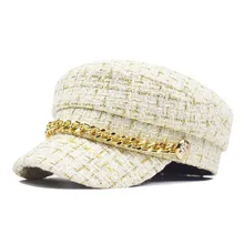 Новая военная шапка осень зима цепь берет ретро плед газетчик шапки Женская мода плоский верх козырек путешествия береты