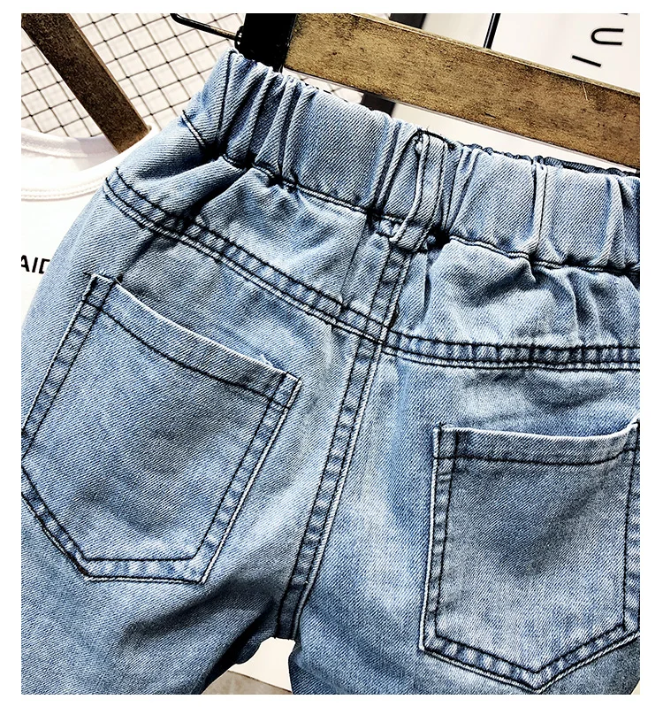 Boys' Jeans Middle Pants Summer New Style Children Casual with Holes Shorts Children Korean-style Loose-Fit Shorts