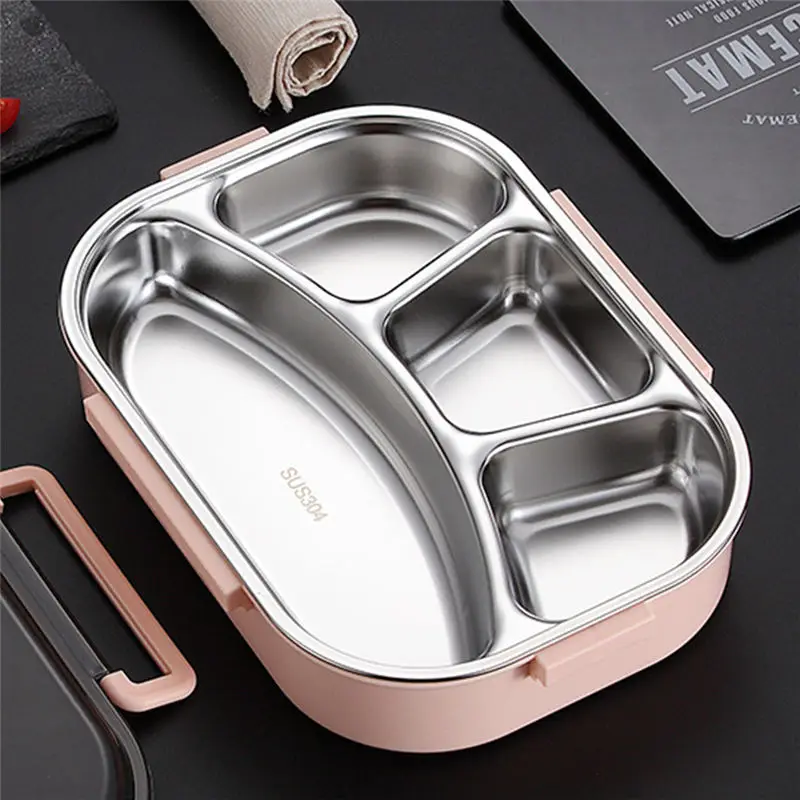 

Portable Stainless Steel Dinner Box Lunch Storage for Kids with Compartment Tableware Hot In Microwave Anti-overflow Lunch Box