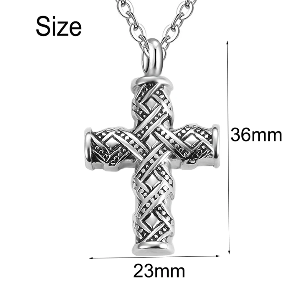 Vintage Cross Stainless Steel Cremation Jewelry Urn Necklace For Ashes Keepsake Memorial Pendant  For Women Men Dropship 5