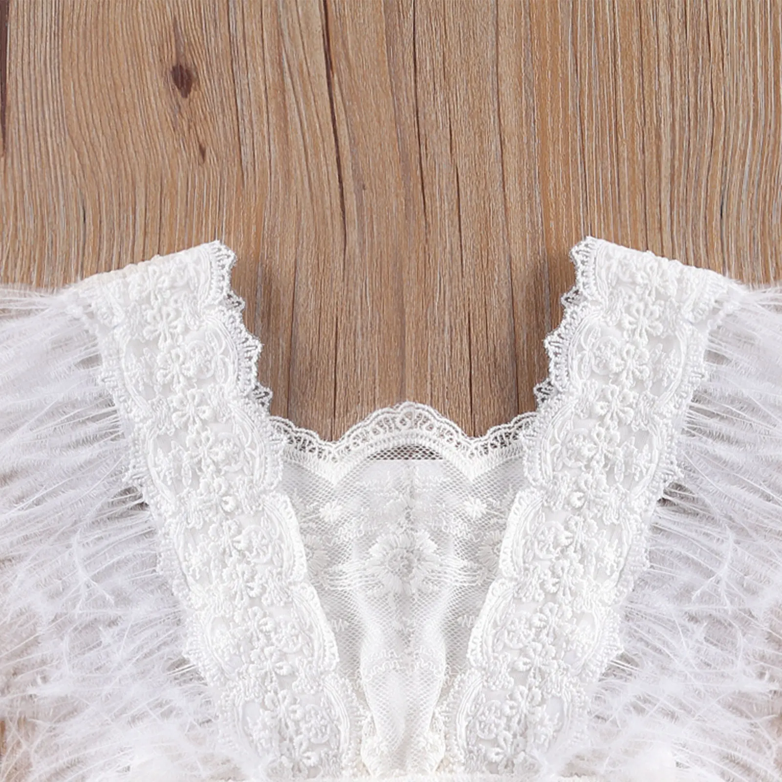 0-24M   소녀 공주 Rompers Ruffles 민소매 깃털 술 민소매 Backless Jumpsuit