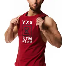 Мужская футболка, Спортивная, для фитнеса, для упражнений, повседневная, эластичная, чистый хлопок, вырез лодочкой, без рукавов, жилет, AliExpress