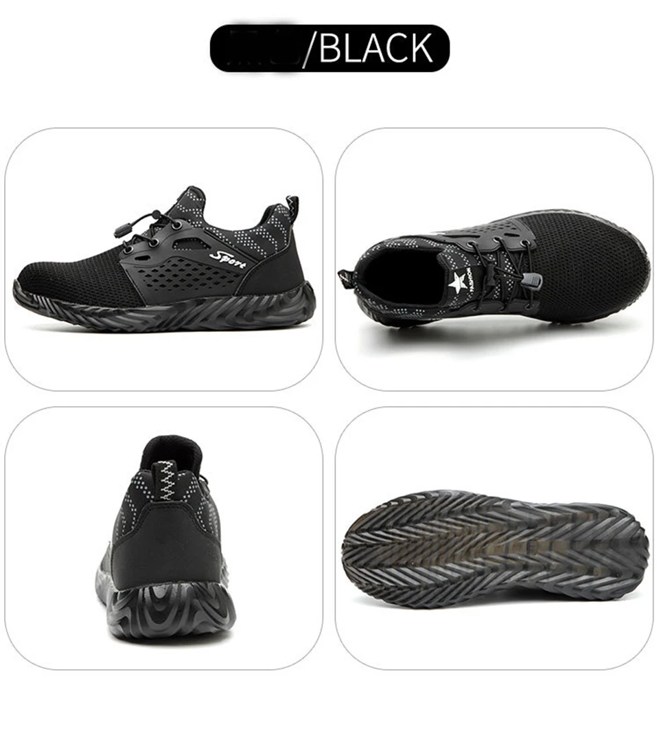 Men's Safety Work Shoes Boots For Male Protective Steel Toe Cap Boots Anti-Smashing Construction Safety Work Sneakers