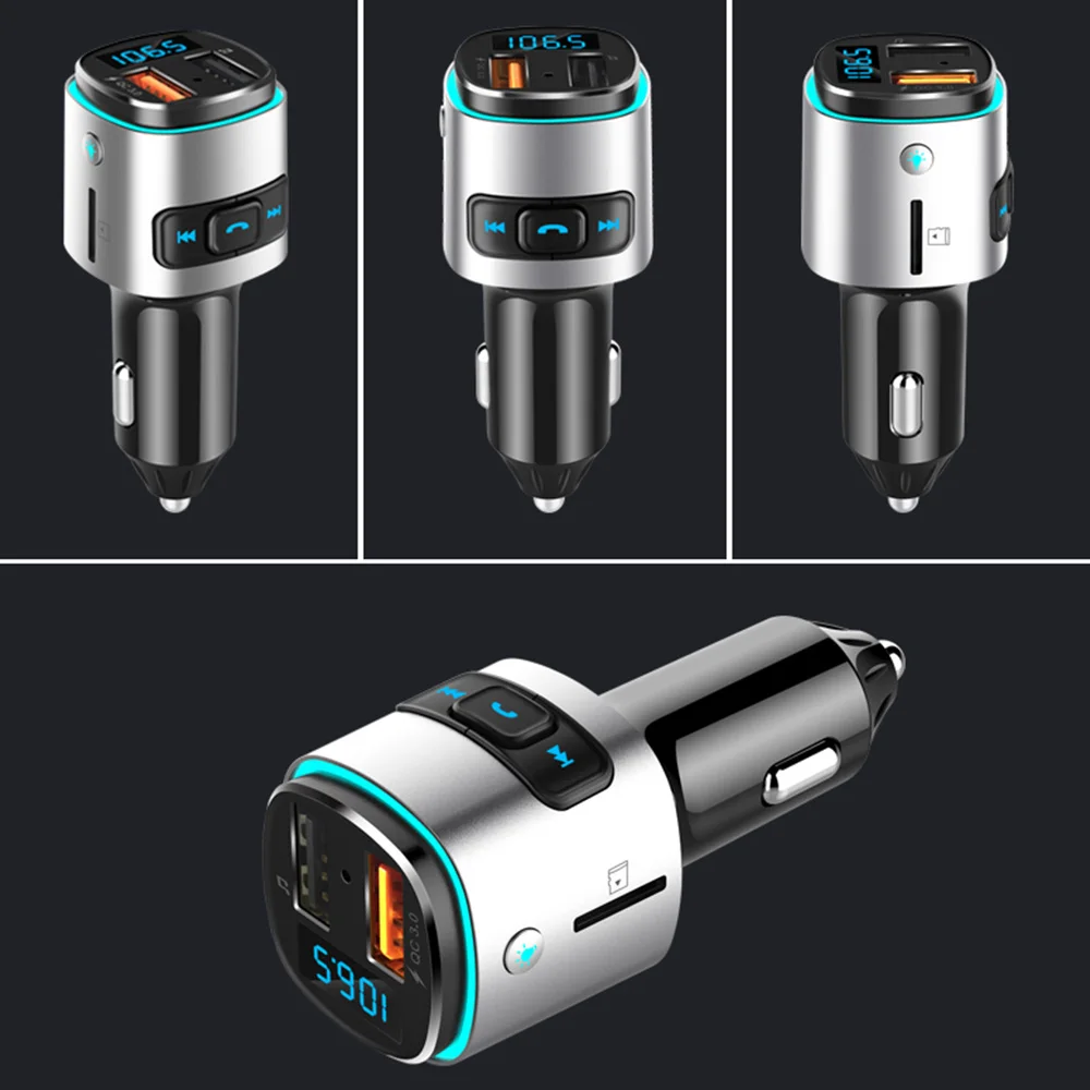 Автомобильный Bluetooth Handsfree fm-передатчик аудио автомобильный аудио-mp3-плеер с QC3.0 Быстрый двойной зарядное устройство usb