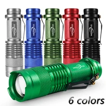 

6 colors Led Flashlight Torch lantern portable mini flashlight Zoom-able waterproof outdoor camping lamp with pen holder