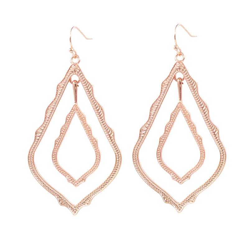 2020 New Arrival Doule Deck Hollow Out Teardrop Dangle Earrings For Women Embedded Matte Fram Drop Fashion Jewelry | Украшения и