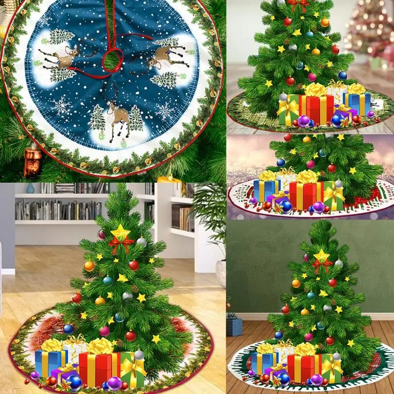 

Non-Woven Christmas Tree Skirt Aprons Round Carpet for Home Floor Mat Christmas Decorations For Home
