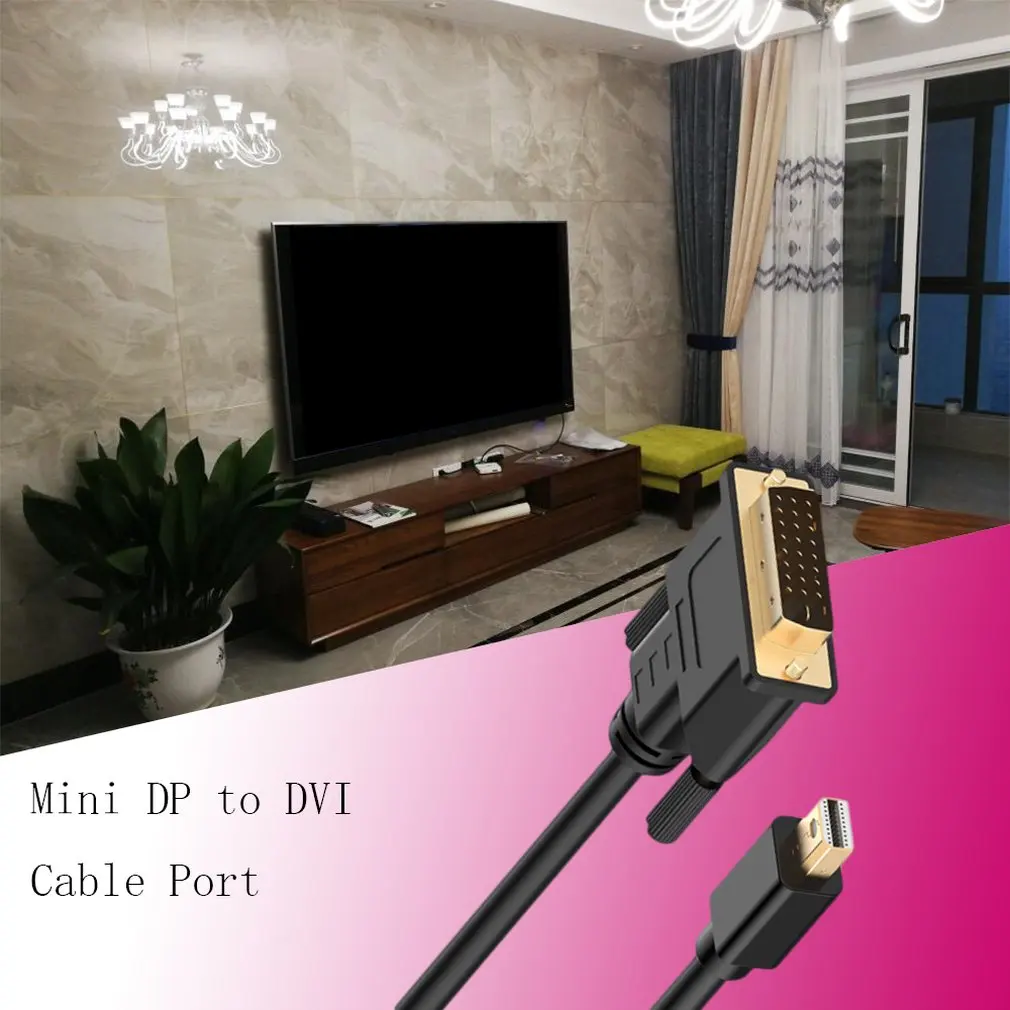 Позолоченный мини-дисплей порт(Mini DP) к кабелю DVI порт Thunderbolt совместимый
