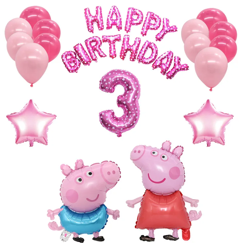12" Peppa Pig George Birthday Party Latex Pink Balloons Decorations 