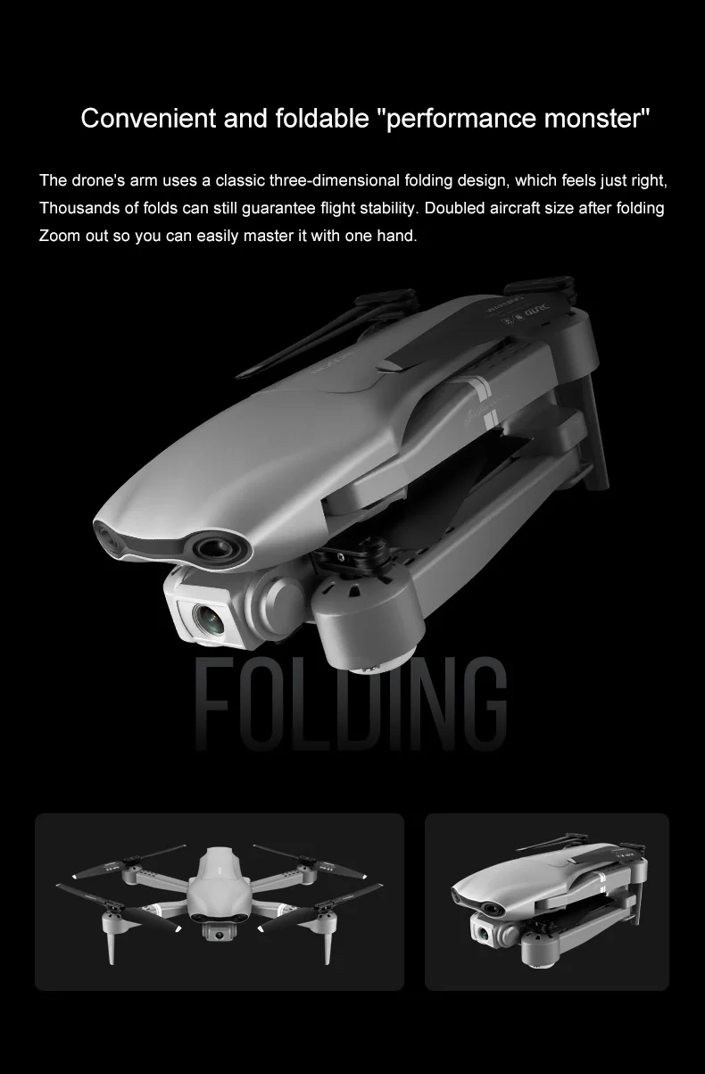 Drone F3 avec GPS et WiFi, quatre rotors autonomie 25 minutes Rc, 500m de distance, retour pro intelligent, double caméra à grand angle HD, vidéo direct, 4K, 1080p 5G, FPV