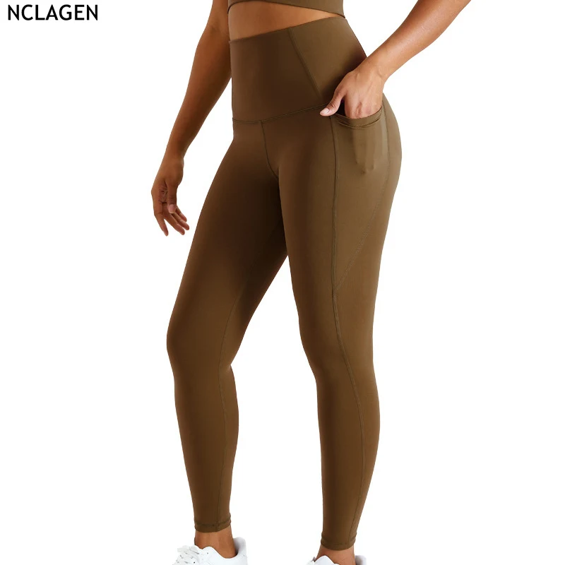 

NCLAGEN Nylon Yoga Pants Women's Hip Lifting Fitness Workout Tight Running Sports Leggings Gym Clothing Butt Lift Squat Proof
