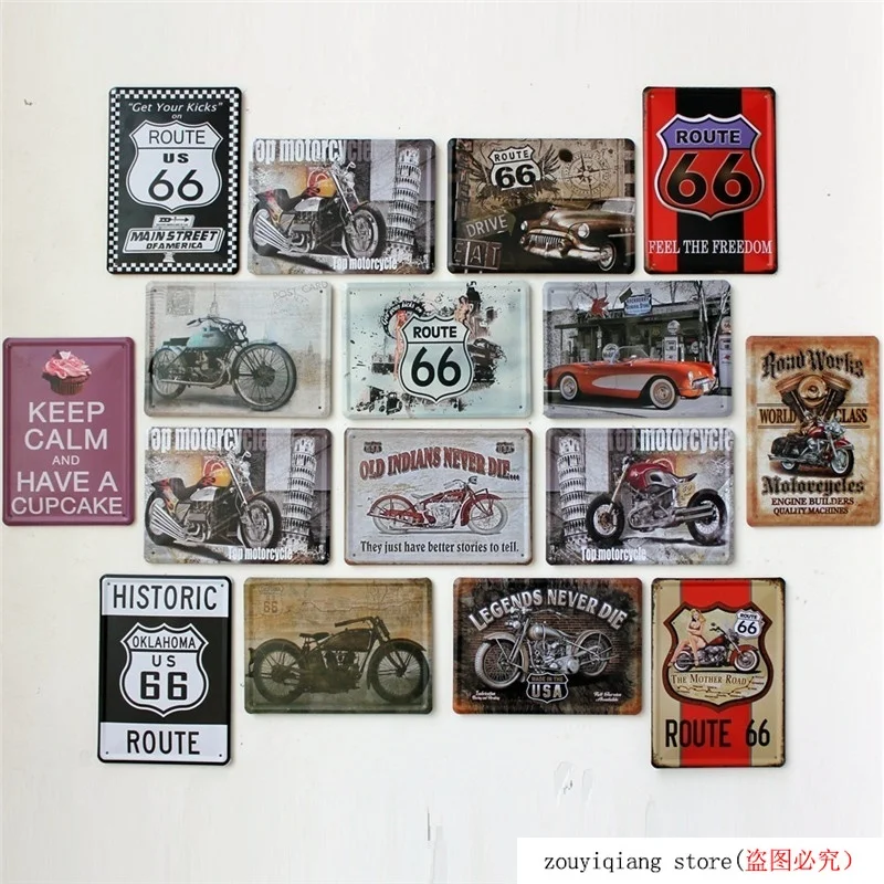 Красочный ROUTE 66 модный металлический оловянный знак бар клуб паб кафе домашний Металл художественное ремесло железная живопись Наклейка на стену