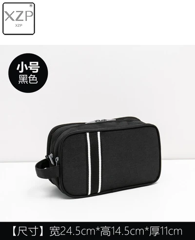 Black Small XZP дорожные холщовые комплекты для бритья косметический Органайзер для макияжа Женская Мужская туалетная сумка с двойной частью Мужская ts Kosmetyczka beauty Case - Цвет: Black Small