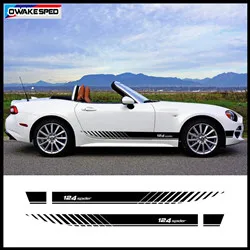 For-Fiat 124 Spider Car Door Side Skirt Sticker Sport Racing Stripes Auto Body Decor Vinyl Decals Both Side Accessories (4)_副本