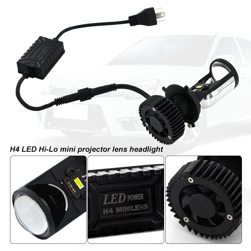 H4 светодиодный автомобильный фонарь с объектив Мини-проектора конверсионный комплект Hi/Lo Beam 9600LM фонарь для мотоцикла привод 5500K 12V 24V