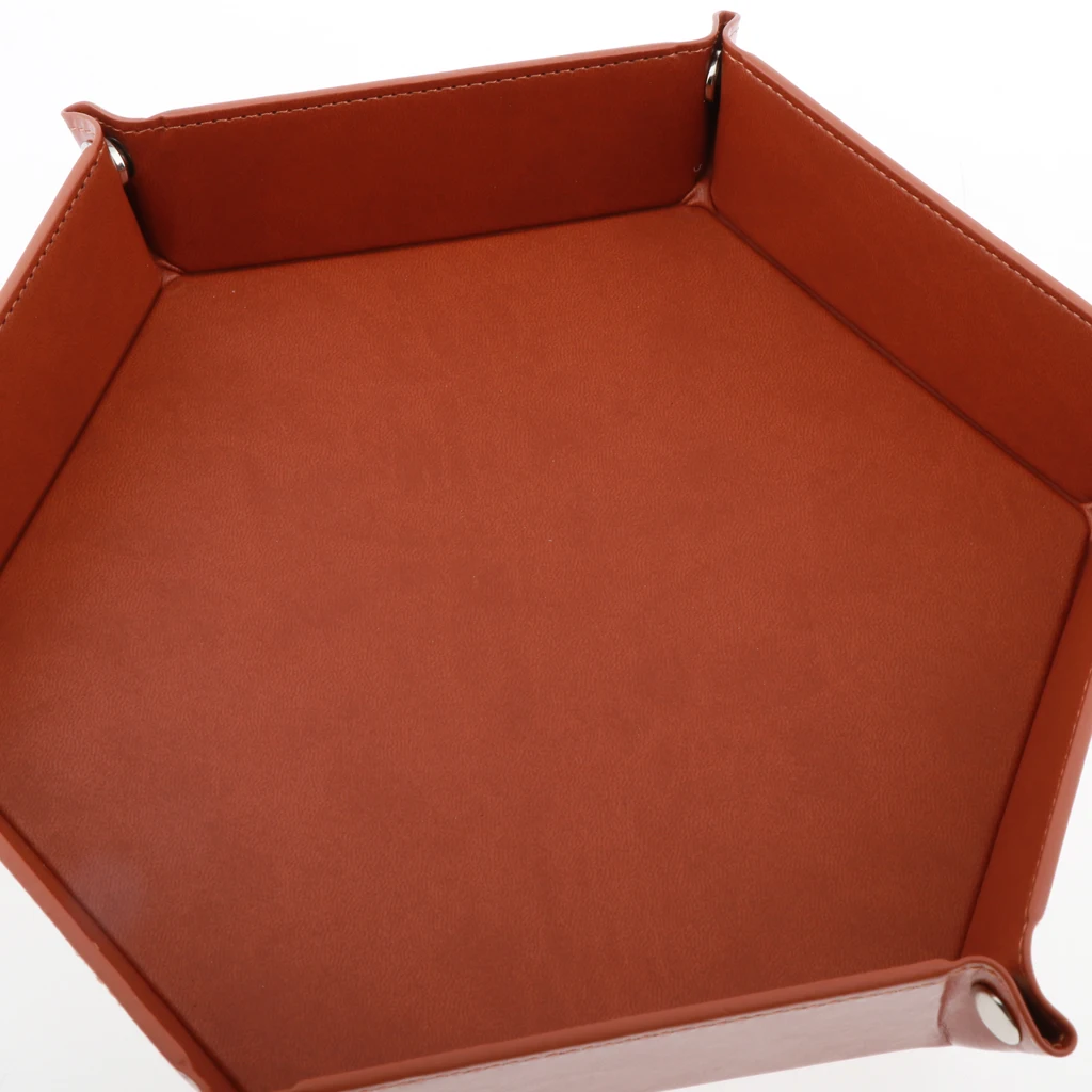 Dice Holder PU Leather Folding Hexagon Tray for RPG, DND and Other Table Games