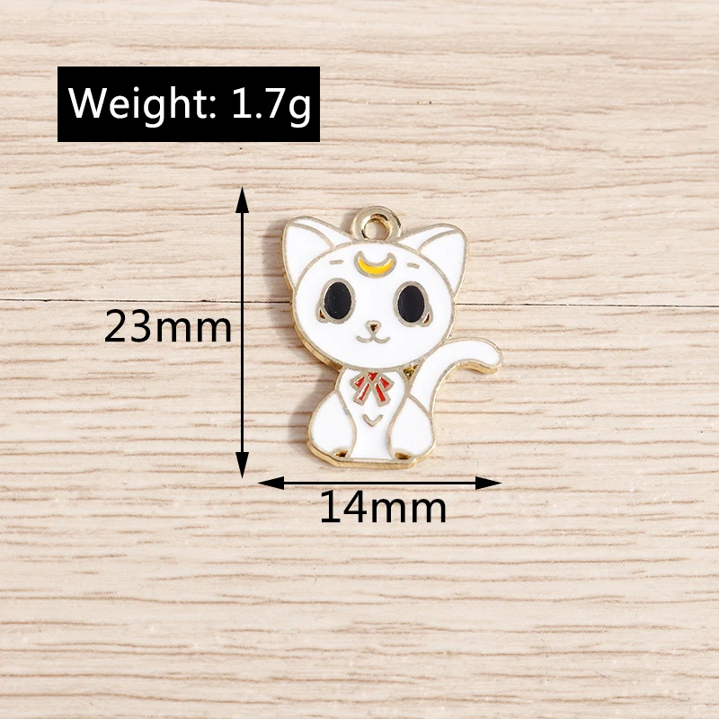 10 stücke 25x22mm Cartoon Emaille Tier Katze Charms Anhänger für Ohrringe Halskette Armbänder DIY Handwerk Schmuck Herstellung Zubehör – Detail 27