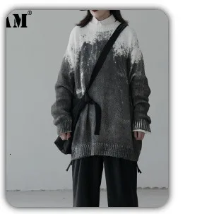 [EAM] серая куртка свободного кроя с блестками, новая женская куртка с отворотом и длинным рукавом, модное осенне-зимнее пальто 19A-a121