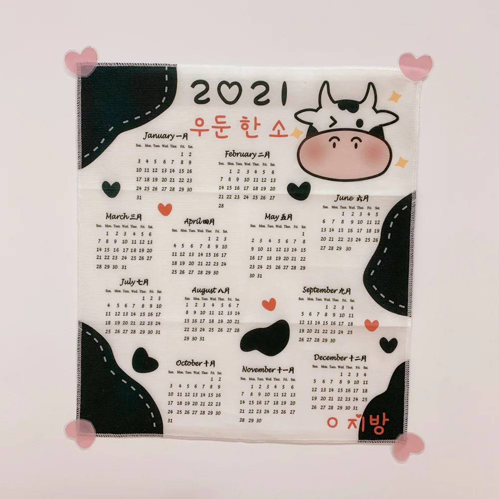 2021 Настенные календари гобелен Kawaii Ins Стиль календарь из ткани график