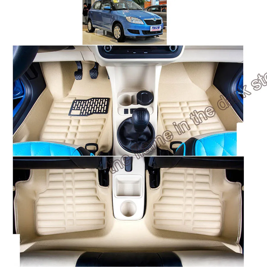 Lsrtw2017 кожаные автомобильные коврики для skoda fabia 2007 2008 2009 2010 2011 2012 2013 mk2 2 аксессуары ковры коврики