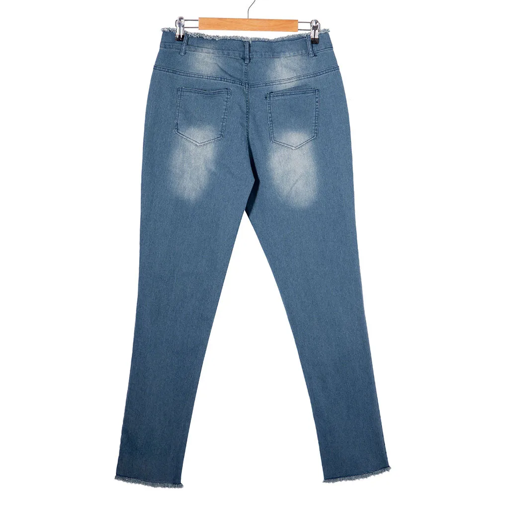 Модные женские джинсы с высокой талией, Стрейчевые облегающие штаны с кисточками, дизайнерские джинсы с потертостями и кисточками для мам, джинсы mujer S10
