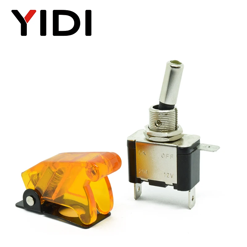 Transparent Yellow Авто Лодка Грузовик 12 В светодиодный тумблер светильник с подсветкой 3pin вкл. Выкл. 20А с безопасной авиацией откидная крышка защита красный зеленый - Цвет: Transparent Yellow