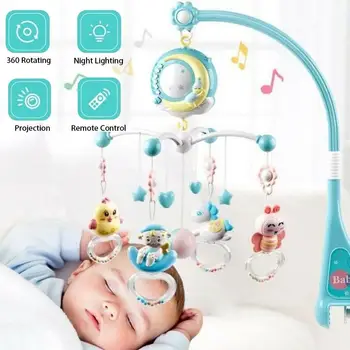 

Baby Rattles Crib Mobiles Toy Holder 360Rotating Mobile Bed Bell Musical Box Projection Newborn Infant Baby Bedside Toys Rack