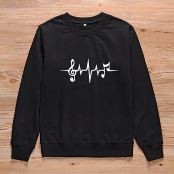 

ONSEME Music Pulse Heartbeat Notes Clef print O-neck Sweatshirt Women Streetwear Funny Graphic Aesthetic kpop Sweatshirts S-45