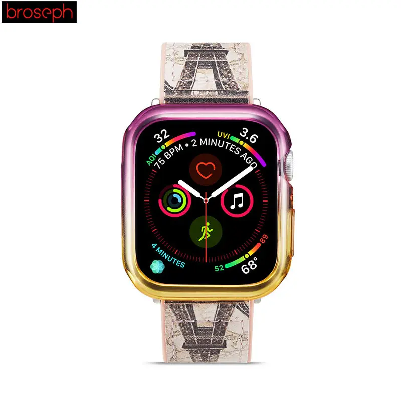 Защитный чехол для экрана iWatch, 4 полосы, 40 мм, 44 мм, цветной чехол для часов Apple Watch, серия 4, бампер для часов
