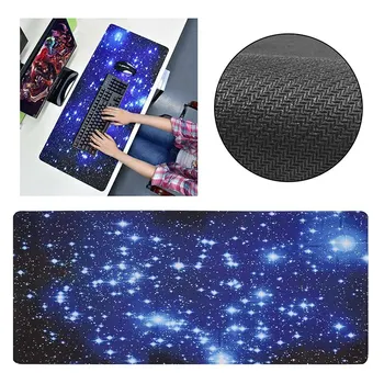 

Gaming Mouse Pad Locking Edge Large Mouse Mat PC Computer Laptop Large Blue Starry Sky Galaxy Anti-slip Rubber Gaming Mouse Pad