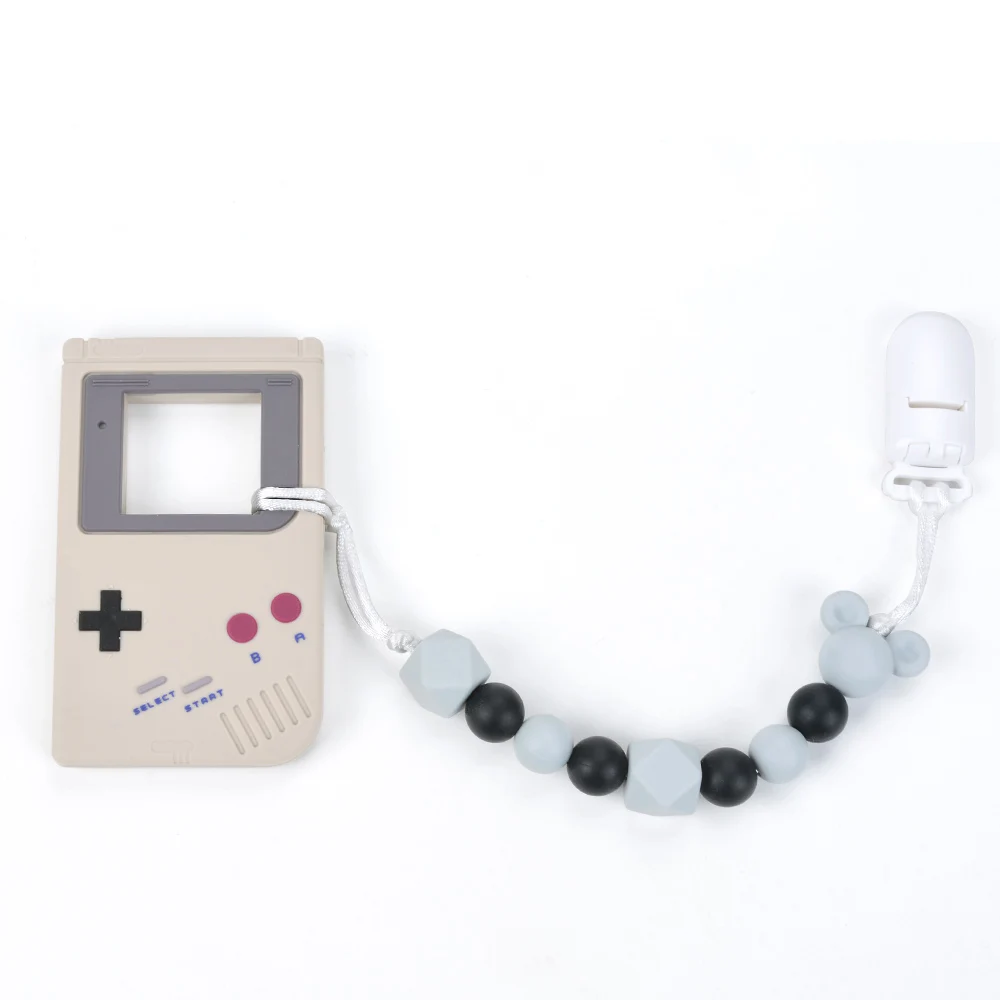 Детские трофеи BPA бесплатно Соска с животным зажимом цепь для ребенка Gameboy кулон держатель соски Прорезыватели для зубов